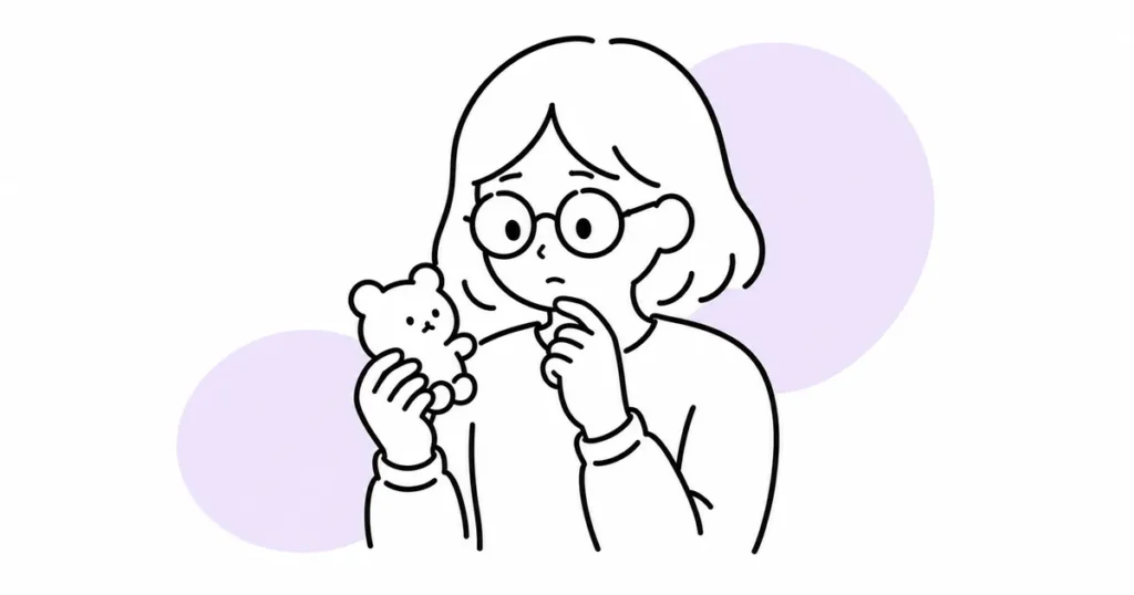 推し活を続けるかやめるか、静かに考えている女性の線画