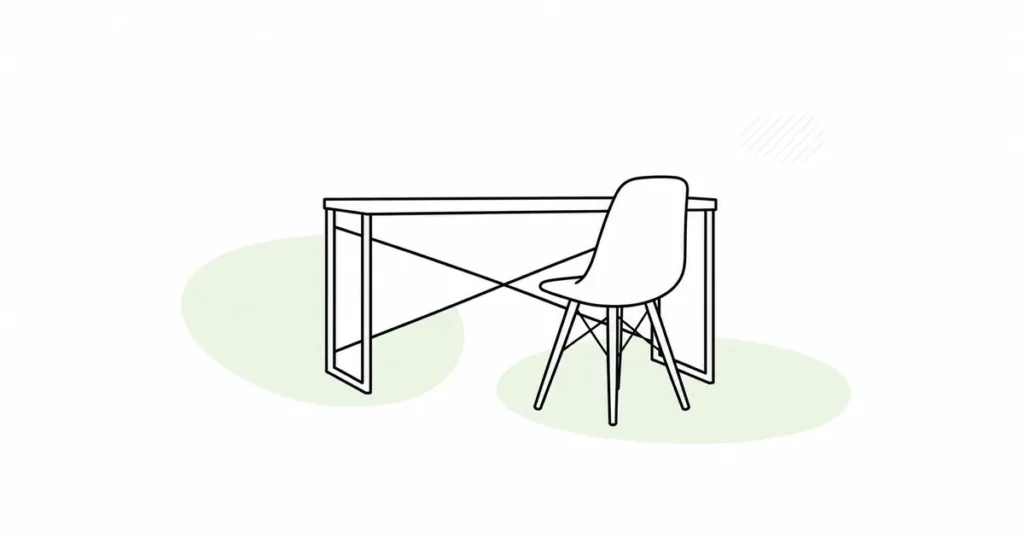家具を減らした部屋で暮らし方を見直す線画