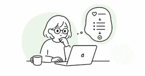 モヤモヤを出来事と感情に分けて整理するノートの線画