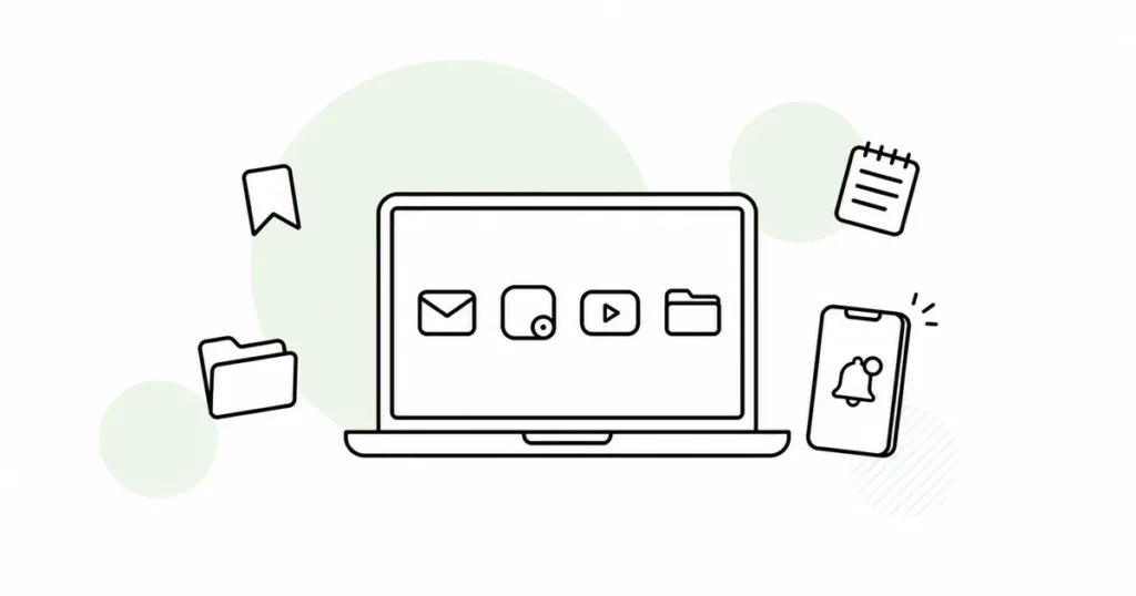 パソコンとスマホの情報入口を整理する線画