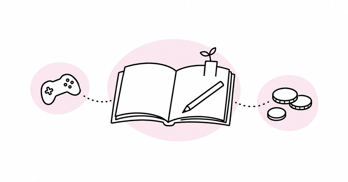 ゲームから読書とお金の見直しへ時間を置き直す線画