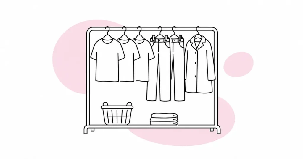 少ない服を選び、朝の迷いを減らす暮らしの線画