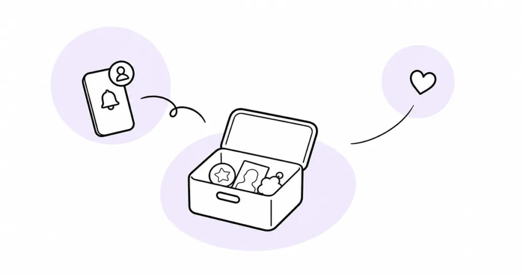 推し活をやめたあと、収納箱と通知から離れて気持ちが軽くなる線画